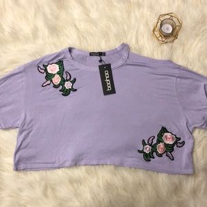 Boohoo brand Floral embroidered crop top